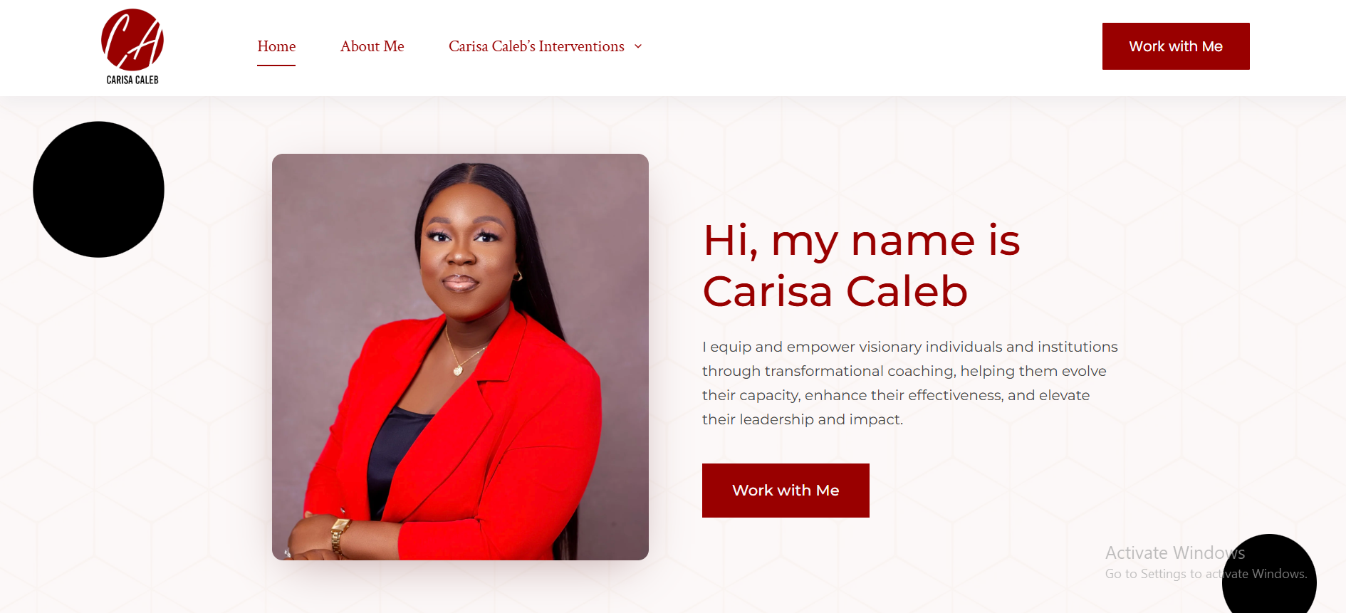 photo of Carisa Caleb website about me section
